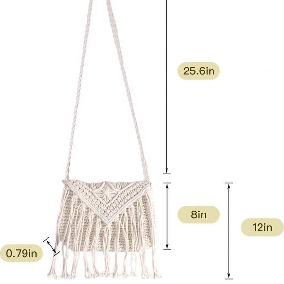 Crossbody Purse Women Cotton Boho Fringe Beach Bag Shoulder Macrame Summer - Picture 2 of 9